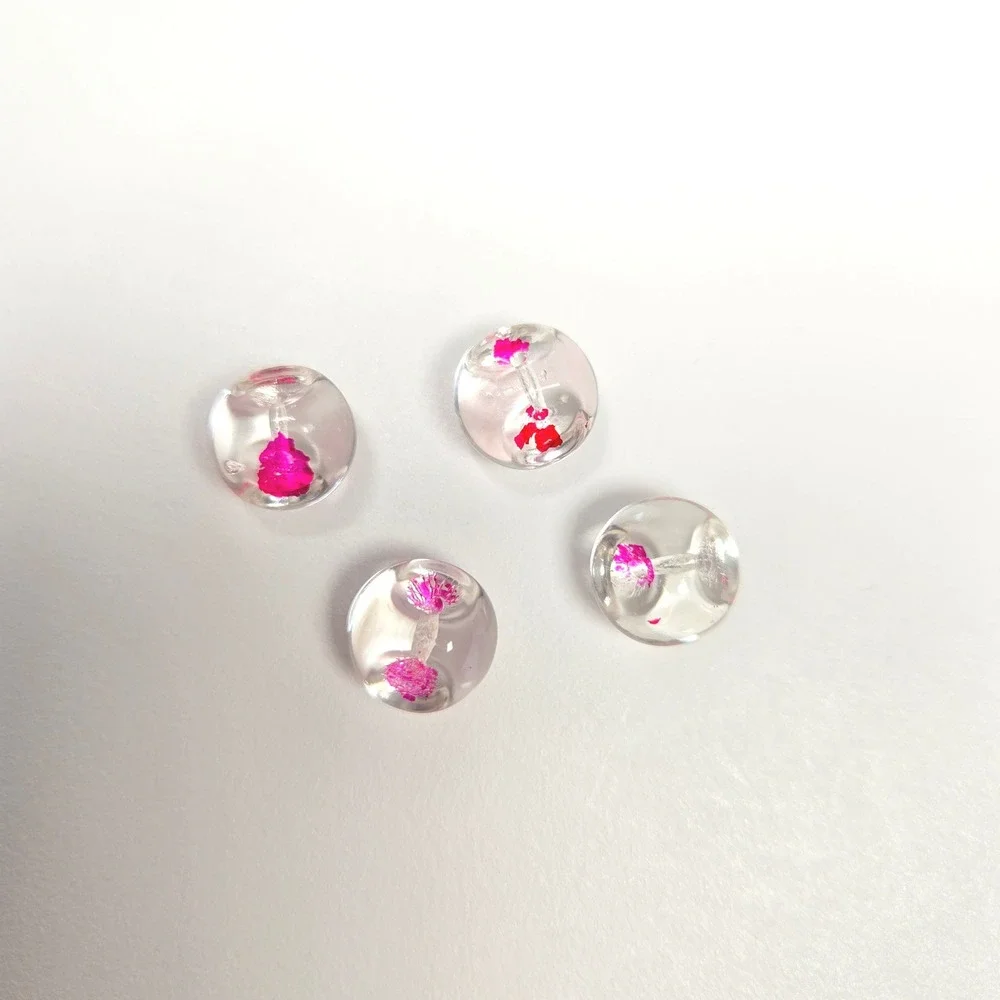 4 Czeck Art glass Buttons Molded Shank 1/2